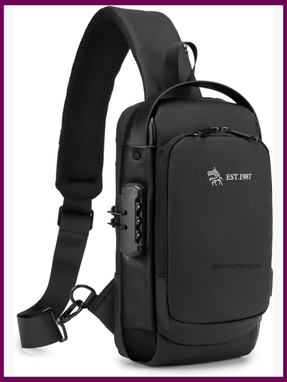 Waterproof Sling Backpack with USB Charging Port Anti-Theft Daypack